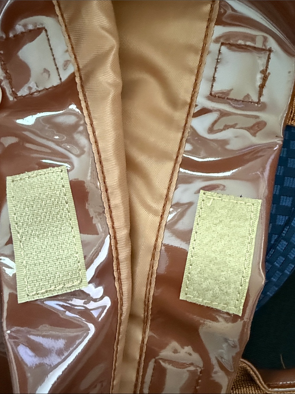 Glossy Brown Patent Tote Bag with 'TOTE BAG' Detail - Picture 4 of 4